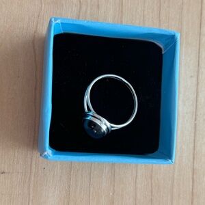 Elegant Silver Ring with Black Stone